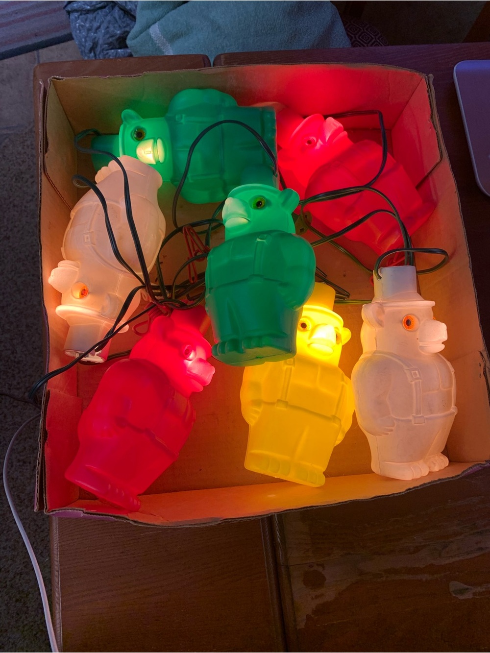 Vintage Noma Blow Mold Patio Party Lites Bears String Lights